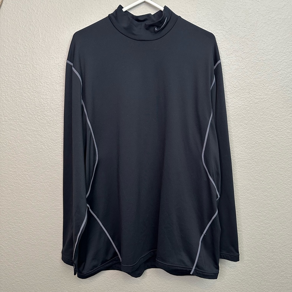 Nike Golf Tour Performance Dri Fit Black Mock Neck Athletic Top